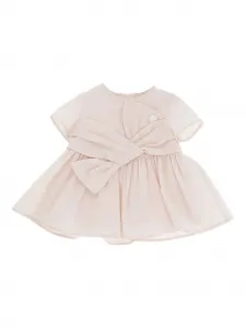 Платье La Mia Bambina с короткими рукавами и бантом Elisabetta Franchi Kids, розовый