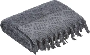 Done. полотенце для душа "Прованс Богема", (1 шт.), однотонное, стиль бохо, с эффектной каймой и бахромой 70х140 см (1 шт.), цвет anthrazit