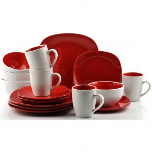 Комбинированный набор посуды Набор посуды NOVA SQUARE двухцветный, 16 предметов, на 4 человека Retsch Arzberg, белый/красный