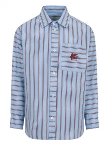 Полосатая рубашка с узором Peagaso Etro Kids, синий