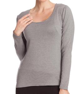 Топ с длинными рукавами и круглым вырезом серого цвета ANGEL