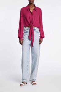 Полупрозрачная блузка с крученым узором в ягодном оттенке DOROTHEE SCHUMACHER, Berry