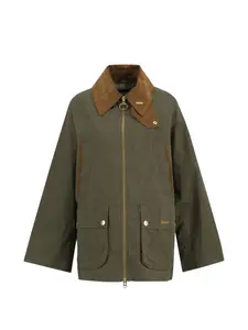 Пальто с воротником из вельвета Barbour, зеленый
