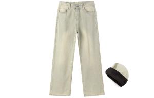 Джинсы унисекс, брюки прямого кроя средней жесткости Bendl'S, желтый mud (loose fit straight fit fleece-lined)