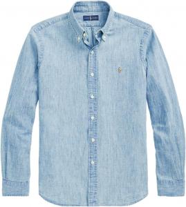 POLO RALPH LAUREN Мужская классическая оксфордская рубашка с длинным рукавом, Rl Light Chambray
