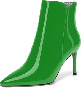 Женские ботильоны SKYSTERRY с острым носком, на молнии, из лакированной кожи, для вечеринки, модные, на высоком каблуке-стилетто, 8,5 см, Green