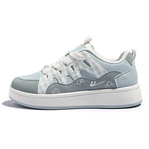 WARRIOR Женские сине-белые низкие скейтерские кроссовки с противоскользящей подошвой, устойчивые к истиранию и увеличивающие рост, цвет Blue White