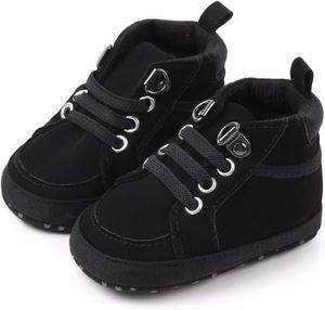 Детские кроссовки Babelvit для мальчиков и девочек с мягкой подошвой, высокие на шнуровке, унисекс, ботинки для малышей, новорожденных, первые ходунки, обувь для первого шага, 01 Ac/Black