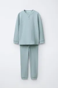 Для детей 6-14 лет / однотонная ребристая пижама Zara, зеленый