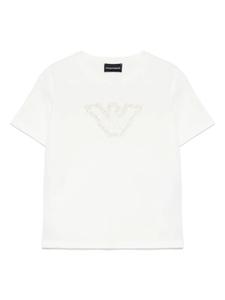 Emporio Armani Kids футболка с цветочной вышивкой, белый