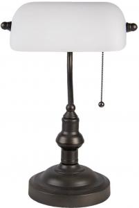 Настольная лампа Clayre & Eef Bankers Lamp Ø 27x40 см Белый Коричневый Металл Стекло Прямоугольник Clayre&Eef