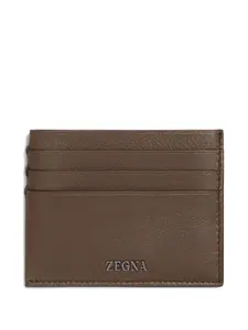 Кожаный картхолдер Zegna, коричневый