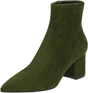 Женские элегантные ботильоны FSJ с заостренным носком, массивным каблуком и боковой молнией, формальная свадебная обувь, размер США 4-15, Olive