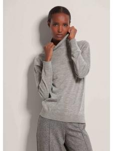 MADELEINE Тонкий вязаный свитер с высоким воротником, графитовый/меланжевый цвет