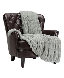 Двустороннее покрывало из искусственного меха и норки премиум-класса с драпировкой Chanasya, A(tan sage)