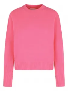 Шерстяной свитер с круглым вырезом в рубчик Closed, розовый