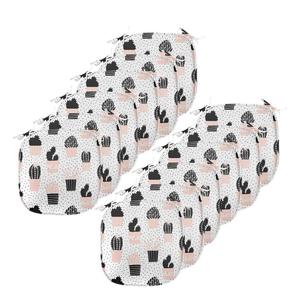 Подушки на обеденный стул ABAKUHAUS Cactus, силуэты листьев, декоративная водонепроницаемая подушка с ремнями для кухонных сидений, 40 см x 40 см — упаковка из 12 шт., бледно-коралловый черный белый