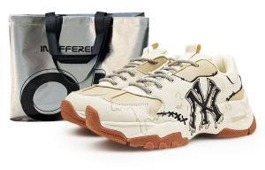 MLB Низкие массивные кроссовки с нескользящей подошвой унисекс бежевого, коричневого и черного цветов