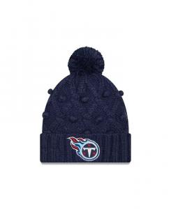 Женская темно-синяя вязаная шапка Tennessee Titans Toasty с манжетами и помпоном New Era, синий