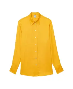 Желтая атласная рубашка с рисунком лютика Ines De La Fressange Paris, желтый