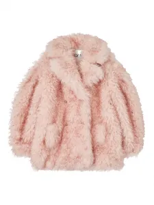 Фактурное двубортное пальто GANNI, розовый