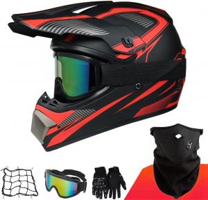 Шлем Abahuhu с комплектом для мотокросса, черный / красный