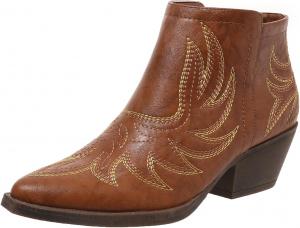 Женские ковбойские ботинки ZBYY, ковбойские ботильоны с вышивкой, западным стилем, заостренным носком и массивным каблуком, Brown