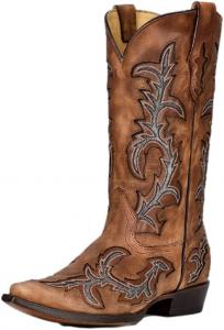 Мужские ковбойские сапоги Corral с вышивкой и вставками, острый носок - C3845 Corral Boots, Honey