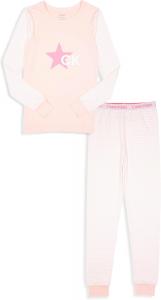 Длинные брюки-пижама Calvin Klein для девочек, облегающий крой, 2 предмета, Crystal Pink
