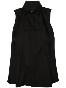 Плиссированная рубашка без рукавов SACAI, черный