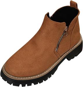 Женские ботильоны на щиколотку из искусственной кожи с массивным каблуком, сапожки для верховой езды, на молнии сбоку Zzalalana, Brown