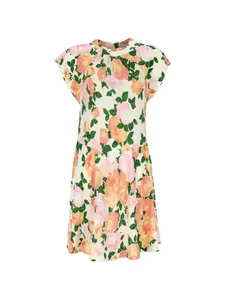 Платье мини с цветочным принтом Stella Mccartney, бежевый