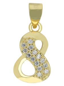 Adeliás Женский кулон - кулон в виде символа бесконечности из серебра 925 пробы с золотым покрытием