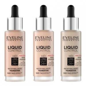 Тональная основа Liquid Control Foundation HD Mattifying Drops с ниацинамидом 32 мл Eveline