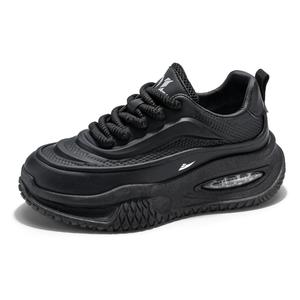 Kuding Амортизирующие кроссовки мужские низкие повседневные с противоскользящими и износостойкими свойствами черные, цвет Black