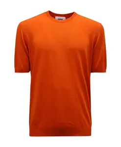 Вязаный свитер из хлопкового крепа Alpha Studio, оранжевый