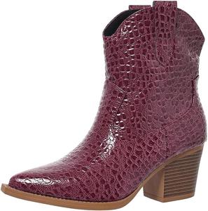 Женские ботильоны в стиле вестерн с массивным каблуком, заостренным носком, ковбойские ботинки до щиколотки с каблуком, средней высоты, для вечеринок и повседневной носки Generic, Khaki