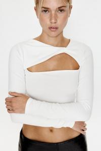 Короткая рубашка с перекрученной деталью H&M, бежевый