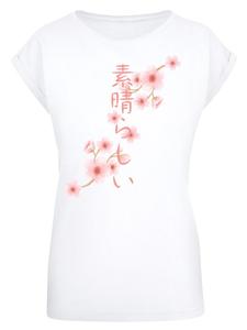 Футболка Cherry Blossom Asia с удлиненными плечами белого цвета F4NT4STIC