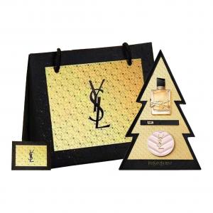 Saint Laurent Рождественский набор косметики Gilded Star Diamond Box, лимитированная серия: легко растушевываемая помада + воздушная подушка + парфюм