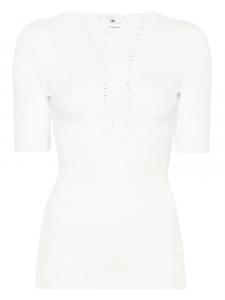 Вязаный топ с перекрещивающимися кружевами Elisabetta Franchi, белый