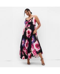 Платье Арианы с принтом и складками больших размеров CITY CHIC, Pink garden gala