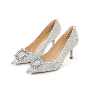 7or9 Лаки Бабл Уотер Глейшер Сода Слим Хилл Высокие каблуки женские - Глейшер Сода-серебро-7см оливковый стрази квадратная пряжка