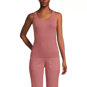 Женская майка из интерлока с круглым вырезом Lands' End, цвет dark rose clay