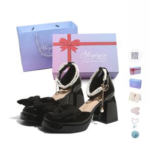 Take the Qin Туфли Мэри Джейн на массивном каблуке 7 см женские черные 7 см [подарочный набор] (с подарком), цвет Black 7cm[Gift Box Set](Gift Included)