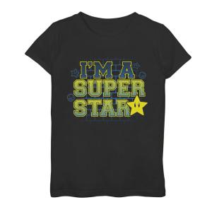 Футболка Nintendo Super Mario с портретом Звездного человека для девочек 7–16 лет Licensed Character