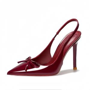 Crelinkxlat Туфли Lover Rose Box, французский острый нос, бант сзади, ремешок, тонкий каблук, женские