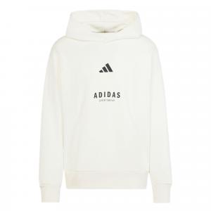 Флисовая толстовка с принтом на все сезоны Adidas, белый/черный