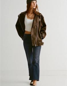 Джинсы расклешенные Pull&Bear Kick зеленого цвета