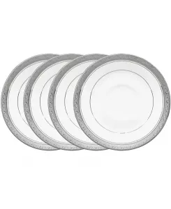 Набор из 4 блюдец Crestwood Platinum, сервиз на 4 персоны Noritake, white